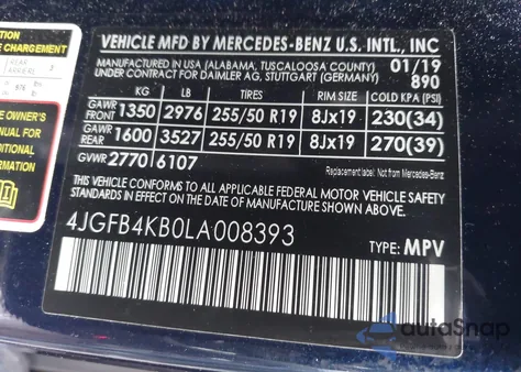 2020 Mercedes-Benz Gle 350 4Matic z USA, uszkodzony, nr VIN 4JGFB4KB0LA008393